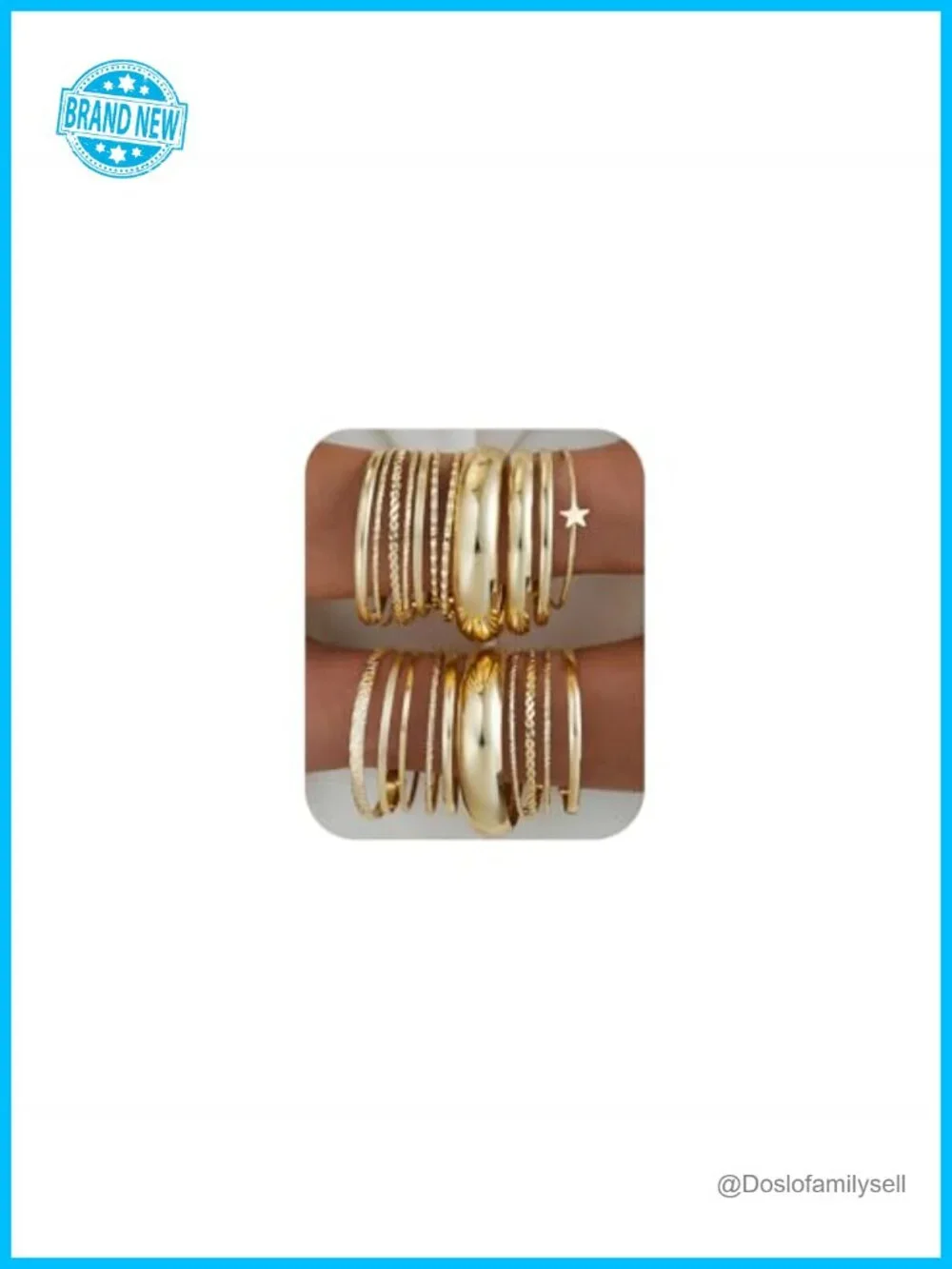 19Pcs Multi Stackable Textured Bangles Set 14K Gold Plated Chunky Bracelet Boho